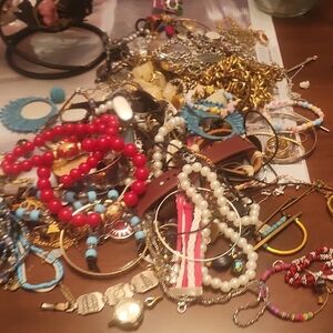 Vintage Red Bead and Turquoise Accent Necklace Mix